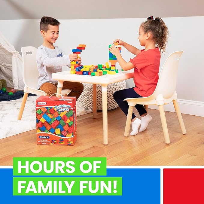 PREXTEX 100-Piece Building Blocks Set for Toddlers - Jumbo Toy Blocks in 5 Colors for Kids 18 Months and Up, Encourages Creativity, Motor Skills, and Early Learning