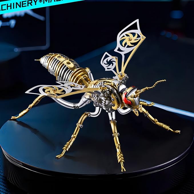 3D Metal Puzzles, Metal Model Kits for Adults Wasp Mechanical,Steel 3D Puzzle Stainless Steel Ornaments for Adults DIY Gifts for Men Women Art Craft Gifts Toys(Gold).