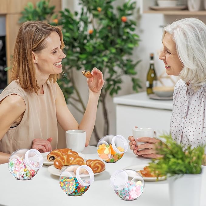 4 Pcs Plastic Candy Jar with Lid for Candy Buffet Large Storage Jar Clear Food Storage Canisters Kitchen Countertop Container for Cookies Beans Snacks Indoor Outdoor Wedding(40 oz)