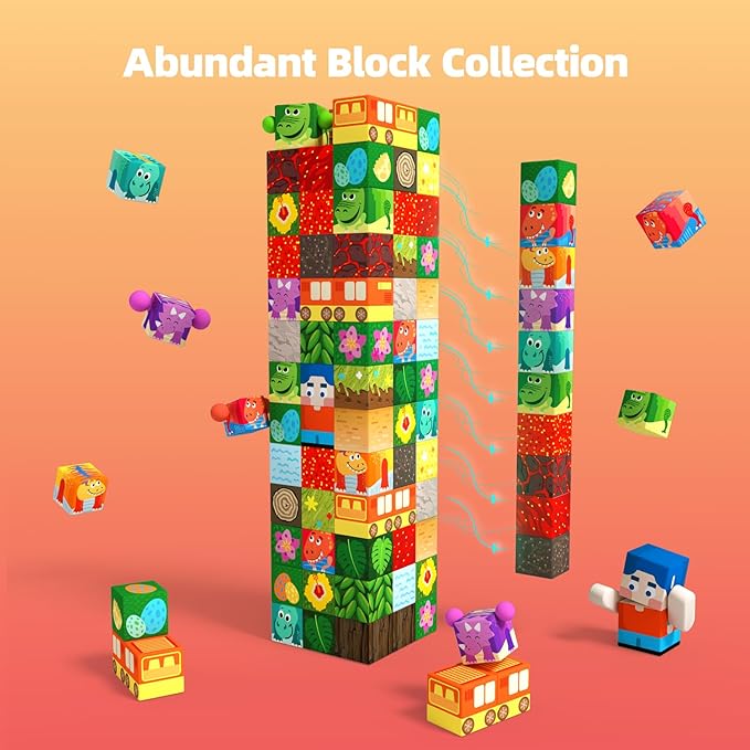 GobiDex Magnetic Blocks Kids Building Toys for Boys Girls 3+, Game-Based Build Jurassic MagWonder with Magnet Construction Dinosaur Toys, Upgraded STEM Sensory Gift for Birthday