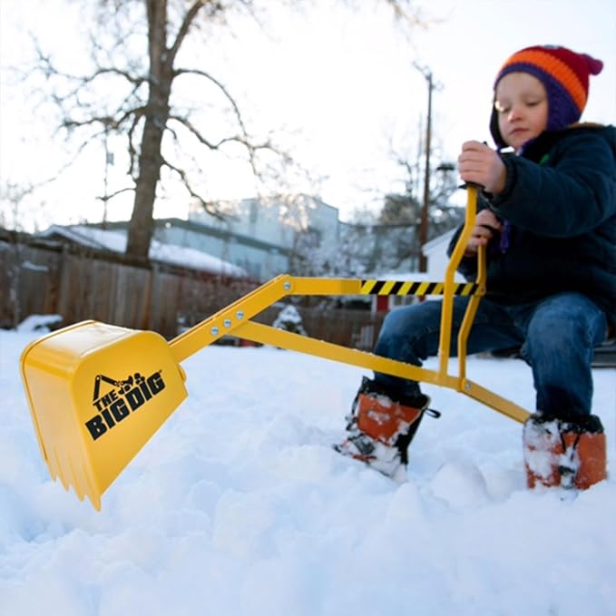 Big Dig Excavator Ride-On Toy Set w/Safety Vest & Helmet for Kids Ages 3+, Yellow