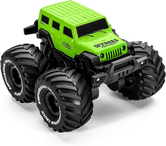 1:18 Scale Amphibious LED RC Car ,2.4GHz All 20 Km/h Off Road Terrain Remote Control Drift Truck, Waterproof Truck for 8+ Year Old Boys Girls Kids Gifts (Green)
