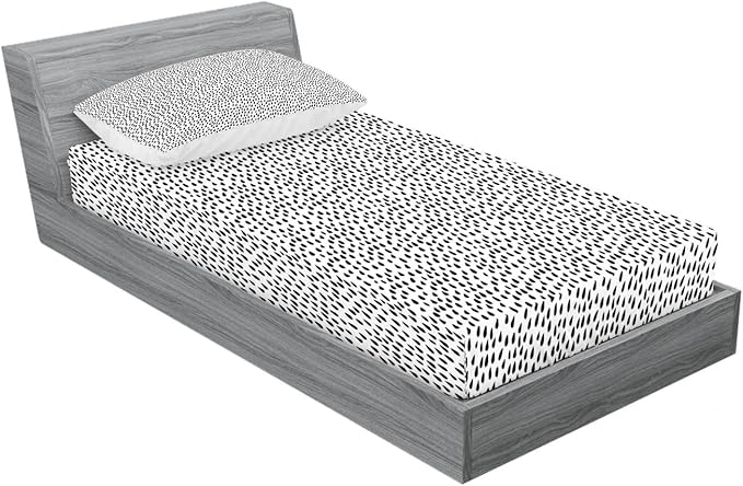 Ambesonne Rain 2 Pack Fitted Sheet & Pillow Sham Set, Monochrome Water Raindrops, 4 Pcs Bedding Decor, Package Contains 2 Twin Size Fitted Sheets & 2 Pillow Covers, Charcoal White