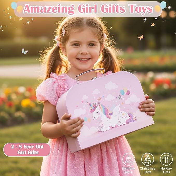 Tea Party Set for Little Girls, 49PCS Princess Tea Time Toys Including Teaset Dessert Carrying Case, Kids Pretend Play Kitchen Toys, Toddler Girl Birthday Gifts for 3-8 Year Old, Dream