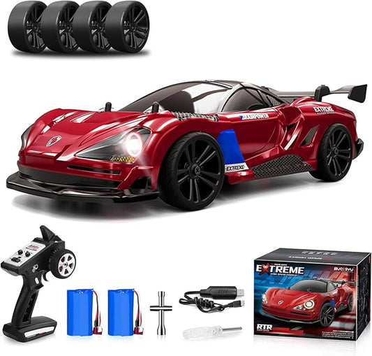 RC Drift Car Full Proportional RTR Remote Control Car 1/16 Scale 38KM/H Fast 4WD RC Car 2.4Ghz with 6 Modes of Light 2Pcs Rechargeable Batteries Racing for Boys and Adults Gift