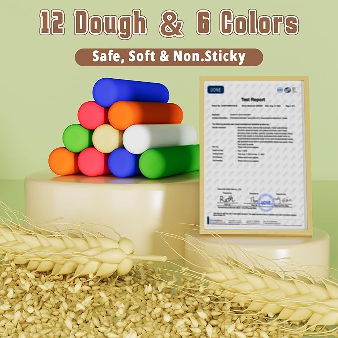 4 in 1 Dough Sets 75 PCS for Kids Ages 4-8, Dough Tools Kit with Ice Cream Noodle Hamburger Maker Machine, Dessert Rack, Kitchen Creations Art Crafts Food Play Toys for Boys Girls Ages 3+