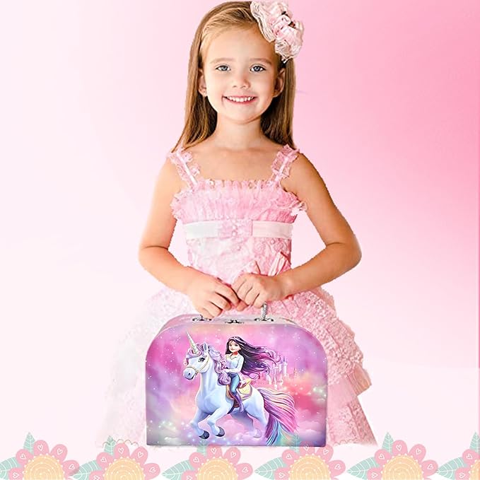 Unicorn Tea Party Set for Toddler Girls β 19-Piece Pretend Play Tin Tea Set with Teapot, Cups, Plates, Spoons & Carrying Case β Princess Kitchen Toys for Kids Ages 3-8 β Birthday Gift