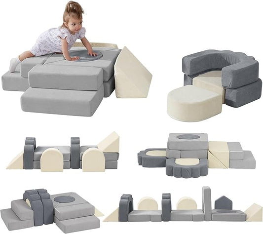 Foam Climbing Toys for Toddlers, 13pcs Climb and Crawl Activity Playset, Soft Play Climbing Blocks for Toddlers, Indoor Crawling Sliding Toys