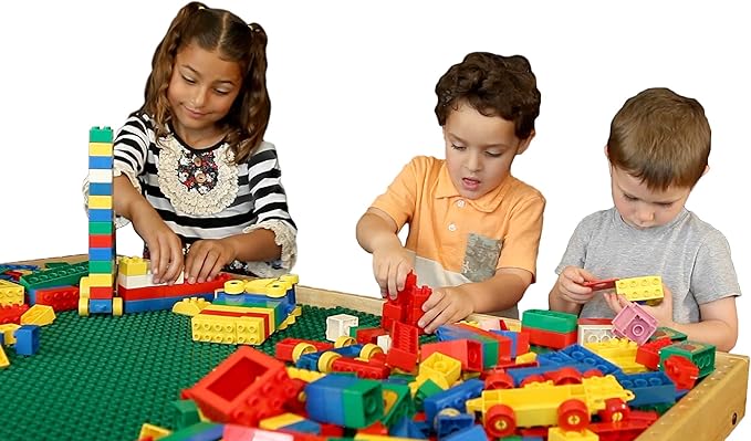 NILO Large Building Plates for Building Bricks, Classic Green Baseplate, 2-Pack 12"x32" Double-Sided, Compatible with All Major Building Blocks and Activity Tables, Base Plate