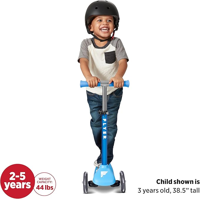 Kids Scooter, Toddler Scooter, Flyer Glider Jr. with Light Up Wheels, Blue, Radio Flyer Ride On Toys for Kids 2-5 Years Old, for Outdoor Riding