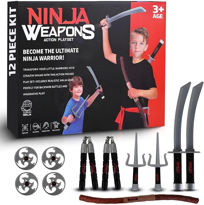 Liberty Imports Ninja Warrior Toy Weapons Role Playset Kids Pretend Play Dress Up Battles Costume Accessories