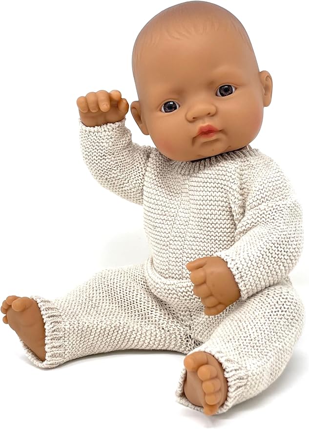 Miniland Clothes for Dolls 15'' Knitted Pajama Linen Color - ECO, Made in Spain, Quality, Role Play, Educational