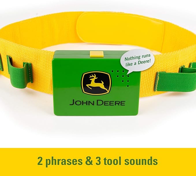 TOMY John Deere Deluxe Talking Toolbelt - 7-Piece Tool Set - Interactive Building Toys - Preschool Toys Ages 2 Years and Up - 7 Count