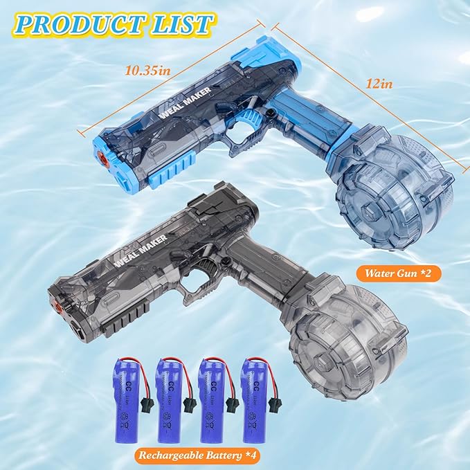 Water Guns for Adults, 2PCS Strongest Shooter Water Pistol Automatic Electric Water Gun High Pressure Powerful Water Squirt Gun, 26FT Long Range Water Gun Pistol Watergun Toy for Summer
