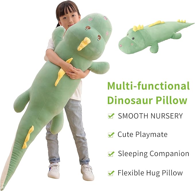52 inch Jumbo Dinosaur Plush, Huge 4 Feet Large Dinosaur Stuffed Animals, Big Dinosaurs Plushies Body Pillows, Gifts for Kids Boys Girls, Birthday