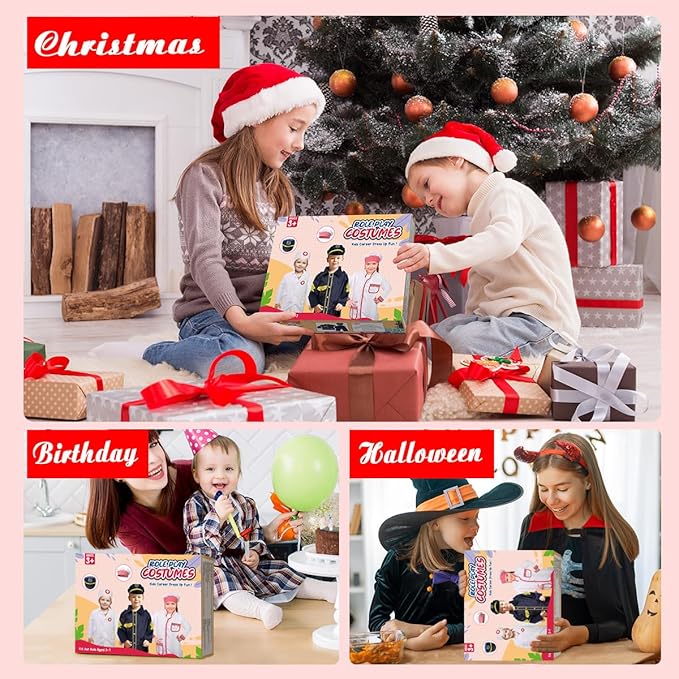 LOYO Kids Role Play Dress Up Clothes for 3-8 Years Old Play, 3 Sets Policeman/Chef/Doctor Costume for Kids And Toddlers Boys and Girls Halloween Costumes