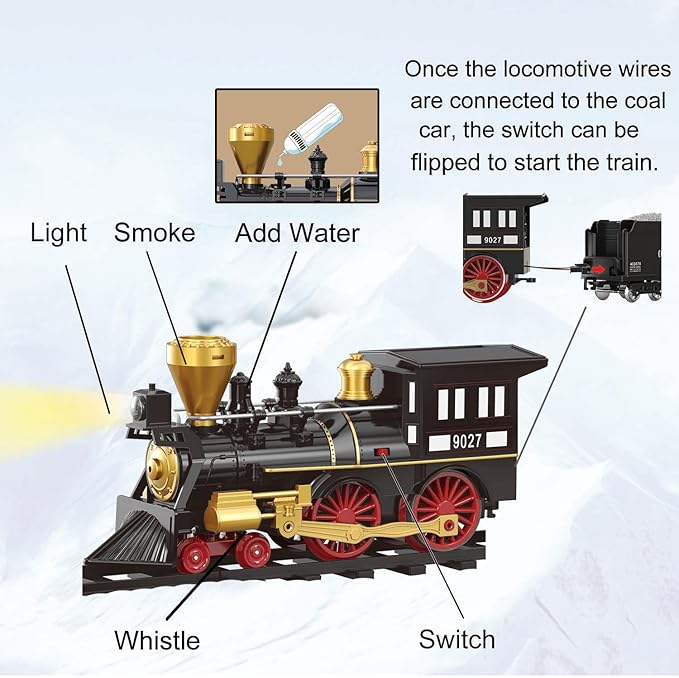 Train Set for Kids - Electric Remote Control Train Track Around Christmas Tree, Steam Locomotive Engine Train Railway Kits w/Smoke, Light & Sounds, Christmas Toys Gifts for 3 4 5 6 7 8 Year Old Kids