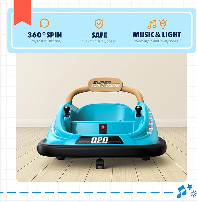 Bumper car, 12V Electric Kids-Bumper car Ride Toys with Remote and Music Function, Perfect Kids Gifts Baby Bumper car for Toddlers Ages 1-6 for Birthday, Children's Day, and Christmas,Red