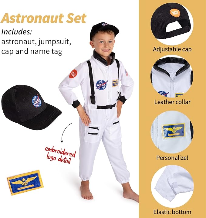 Born Toys 3-in-1 Kids' Dress Up & Pretend Play Set - Kids Pirate, Ninja & Astronaut Costumes for Ages 3-7