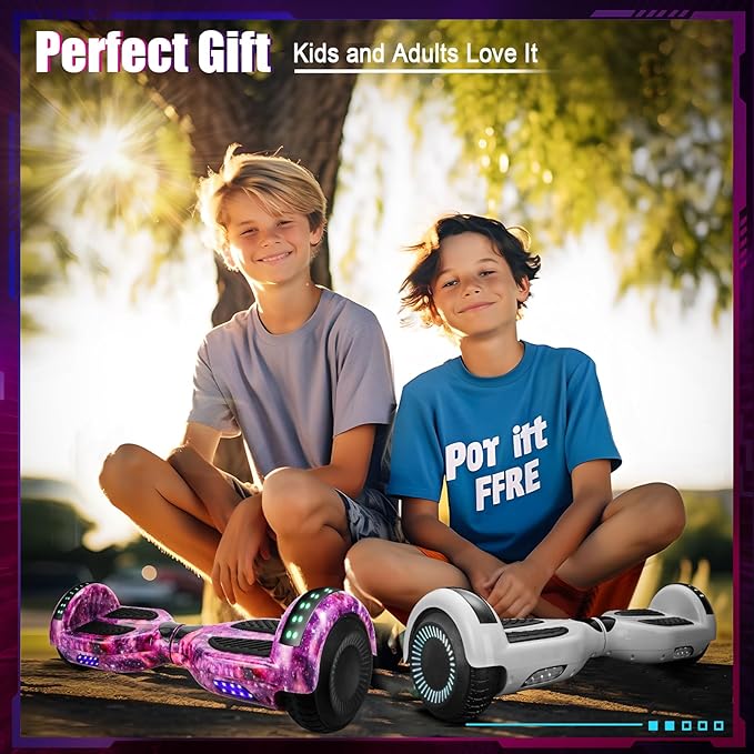 Self Balancing Scooters with Bluetooth & Corlorful LED Lights, Gifts for Kids & Adults & Girls & Boys, for All Ages