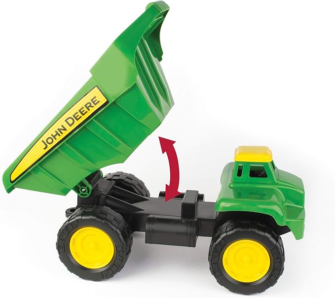 John Deere Big Scoop Dump Truck Toy with Sandbox Tools - Construction Toys Featuring Dump Truck, Sand Toys, and Tractor Wheel Roller - Kids Sandbox Toys - Easter Gifts for Kids - Ages 3 Years and Up