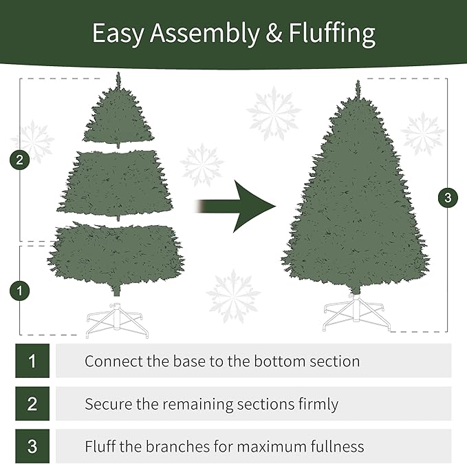 Puleo International 7.5ft Pre-Lit Aspen Fir Artificial Christmas Tree with 700 Clear Lights, 1319 Realistic Dense Branch Tips, Easy Setup Artificial Trees with Sturdy Metal Stand