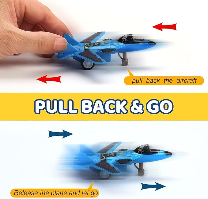 Liberty Imports Pull Back Airplanes Toys Vehicle Playset, Variety Pack of Helicopters, Stealth Bombers, Fighter Jets, Aircraft, Planes for Kids Toddlers Party Favors (12 Pack)