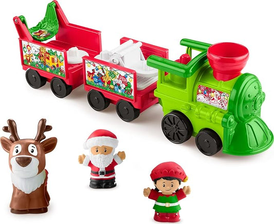 Fisher-Price Little People Toddler Toy Musical Christmas Train with Santa Elf & Reindeer Figures for Pretend Play Kids Ages 1+ Years (Amazon Exclusive)