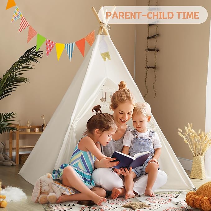 wilwolfer Kids Teepee Tent for Girls or Boys with Carry Case, Foldable Play Tent for Kids or Toddler Suit for Indoor and Outdoor Play, Protable Kids Playhouse Children Tent(Mat not Included)