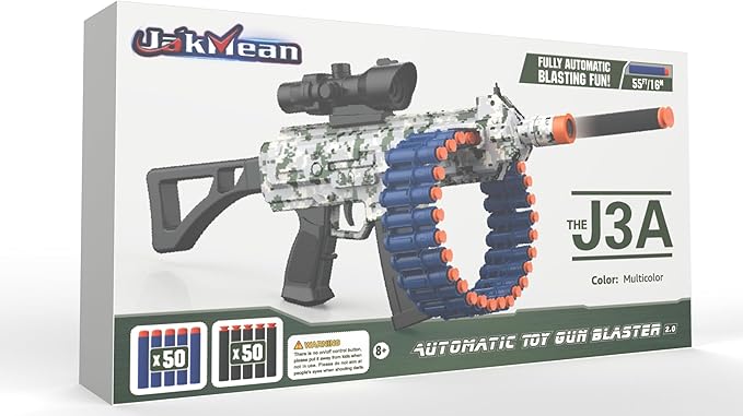 Electric Automatic Toy, JakMean Toy with 30 Dart Clips and 100 Foam Darts, Outdoor Shooting Games Toys for 6-12 Year Old Boys & Girls Adults, Presents for Birthday Xmas,Red
