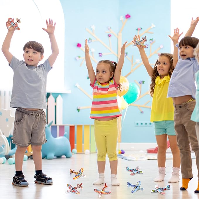 Libima 144 Pcs Foam Airplanes Toy for Kids Bulk Glider Planes Outdoor Flying Toys Airplane Party Favors Individually Wrapped Foam Plane Kit for Birthday Party Carnival Classroom Prizes