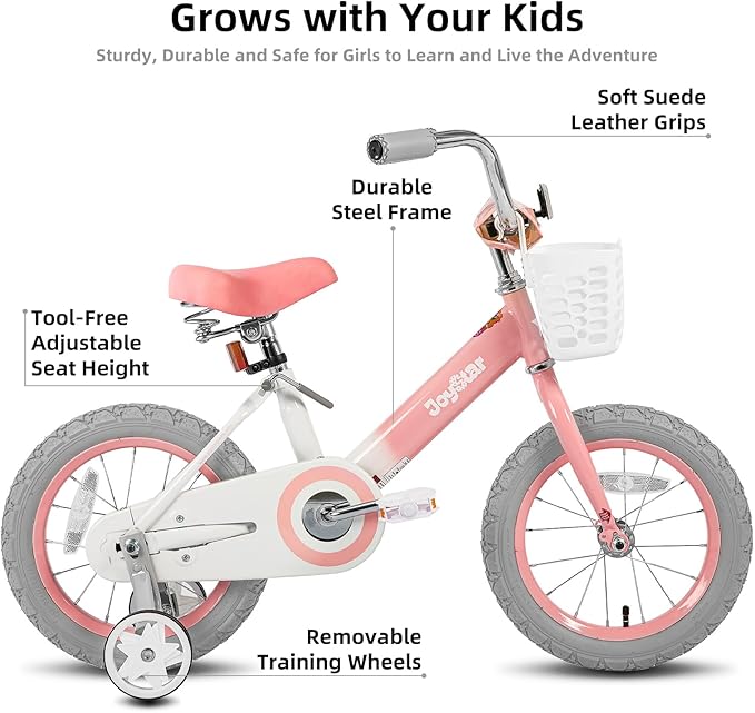 JOYSTAR Vintage Kids Bike with Training Wheels & Basket, 12 14 16 20 24 Inch Girls Bike for 2-14 Years Old, Multiple Colors