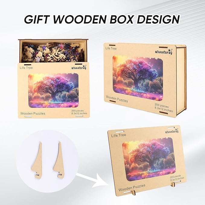 Wooden Puzzles for Adults 500 Piece - Tree of Life Jigsaw Puzzles Home Decor, Natural Puzzle Royal Unique Shape Adult Puzzles, Irregular Colorful Wooden Puzzle Creative Gift for Adults(18.3 x 12.6 IN)