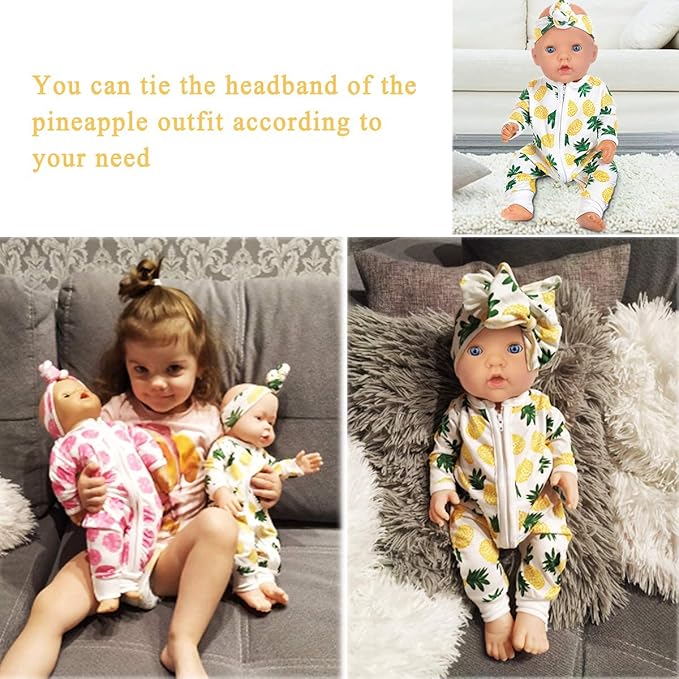 Ecore Fun 5 Sets Baby Doll Clothes for 14-18 Inch Dolls, Tatal 10 Pcs Dresses Outfits Pjs for 43cm New Born Baby Dolls, 15 Inch Dolls, American 18 Inch Dolls