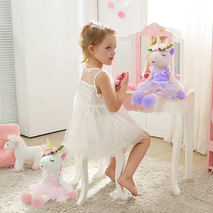 Unicorn Stuffed Animals Plush Ballerina Baby Doll, Unicor n Toys for Girl Age 4-6, Stuffed Animals for Girls 4 Year Old Girls Birthday Gift U nicorn Decorations for Girl Toys 4-5(Pink)