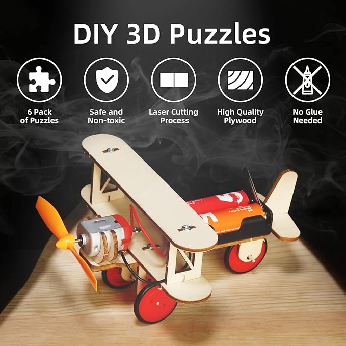 STEM Kits for Kids Age 8-10 10-12, 6 Set Wood Building Projects Crafts Science Model Car Kits for Kids Age 8-12 5-7, Wooden 3D Puzzles, STEM Toys for Boys 7 8 9 10 12 13 Year Old Birthday Gifts
