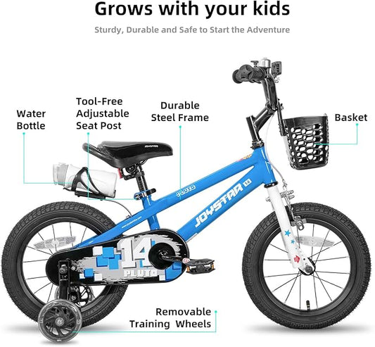 JOYSTAR Pluto 12 14 16 18 20 Inch Kids Bike with Light Up Training Wheels, Kids' Bicycle for Boys Girls Age 3-12 Years, Children Bikes, Multiple Colors