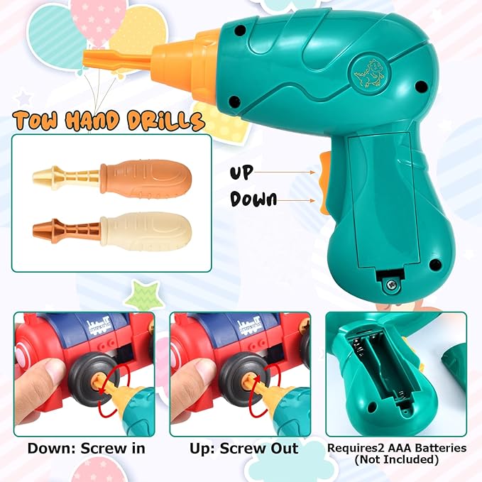Take-Apart Electric Building Toys Car, Toddler & Kids Tool Set with Motor & Electric Drill, STEM Educational Construction Toy for Ages 3+, Enhances Hands-On Skills for Preschool & Kindergarten Boys