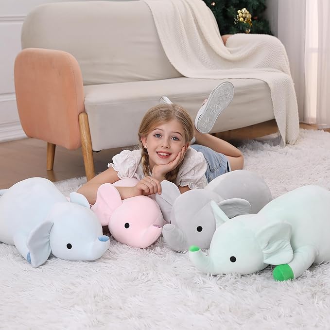 4.2lbs 24in Elephant Weighted Stuffed Animals, Weighted Plush, Gifts for Kids, Adults, Girls and Boys(Grey)