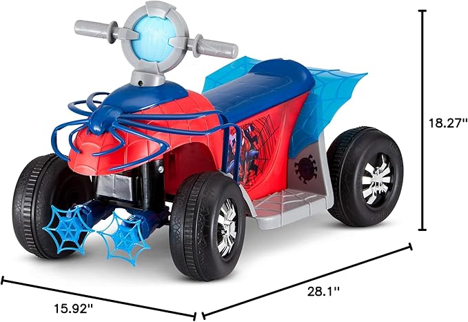 Kid Trax Toddler Marvel's Spider-Man Premium Toddler Quad Ride-On, Kids 18-30 Months, 6V Battery and Charger Included, Max Weight 44 lbs, Red