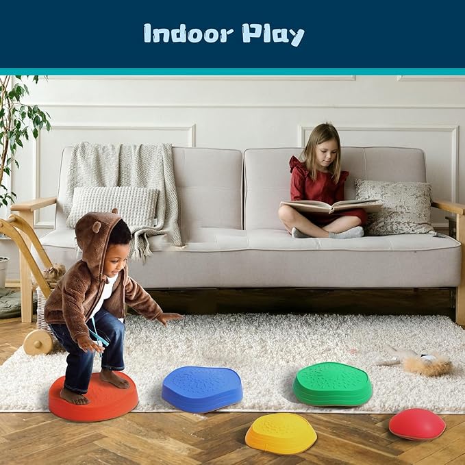makarci stepping stones for kids, 10pcs preschool toys promoting balance coordination skills indoor or outdoor play obstacle courses also autism sensory products for toddlers