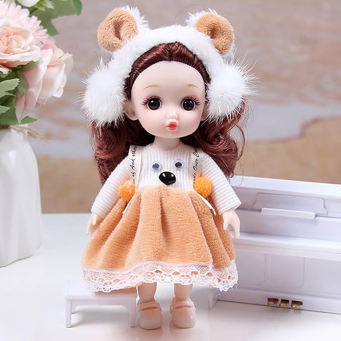 Thcbme 6 Pcs 6 Inch Princess Girl Mini Dolls, Three Sisters Small Princess Dolls, Little Girl Miniature Dolls for 3+ Year Old Girls