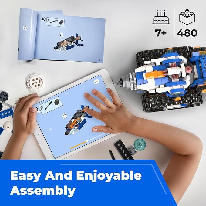 Robot J Smart Robot Building Kit with Storage Box, Programmable App RC Robot/Tank with Coding Game, Christmas Gifts for 7 8 9 10 11 12 Years Old Kids