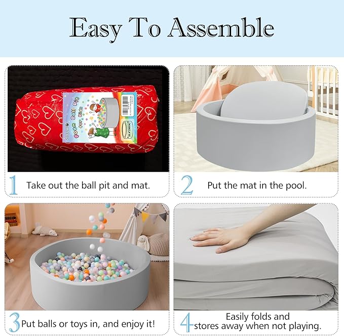 Ball Pit for Toddlers, 35.4"x 11.8" Foam Ball Pits, Indoor Soft Round Baby Playpen for Children, Ideal Gift for Toddlers, Pink, (Balls not Included)