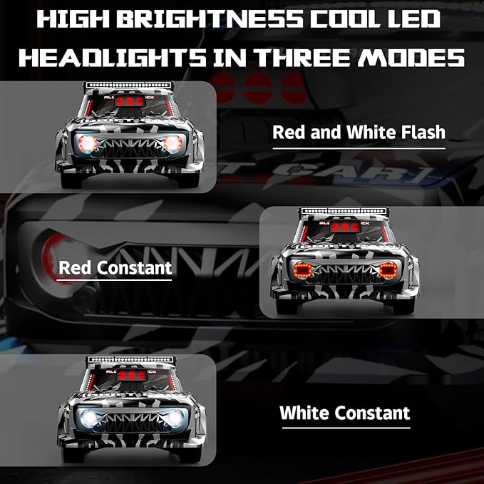 RC Drift Car, 1:12 Full Scale Fast RC Cars with Gyroscope, 2.4GHz 35KM/H High Speed Performance Remote Control Car, RTR 4WD Drift Racing Vehicle with Lights Adults Boys Gift, 2 Rechargeable Batteries