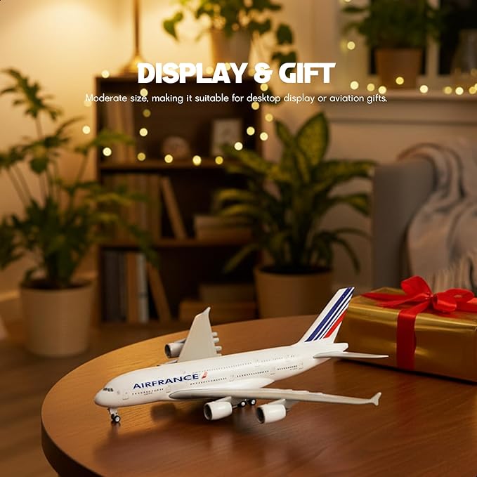 1/240 Compatible for Air France A380 Airplane Model Kit (30cm L) for Airbus A380 Resin Plane Model with Display Stand for Adult Aviation Gift or Display Decoration