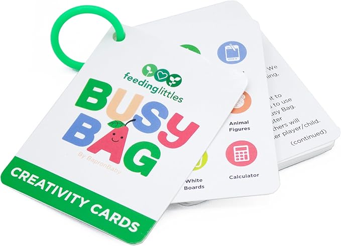 BapronBaby Feeding Littles Busy Bag (Sage Checkerboard) - Toddler Travel Activity Kit, Restaurant Activity Kit for Independent and Family-Wide Play, Age 3+