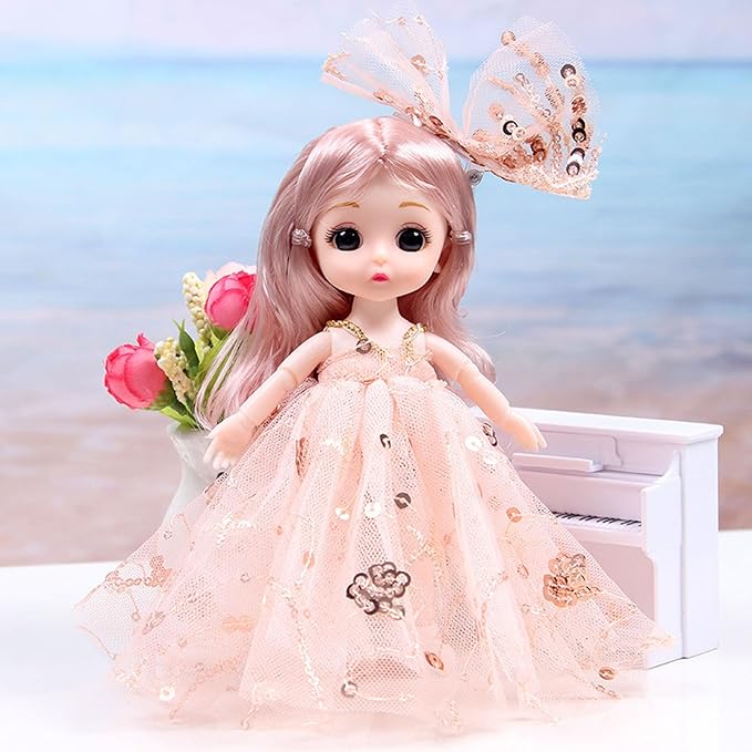 4 Pcs 6 Inch Princess Girl Mini Dolls, Small Princess Dolls, Little Girl Miniature Dolls for 3+ Year Old Girls