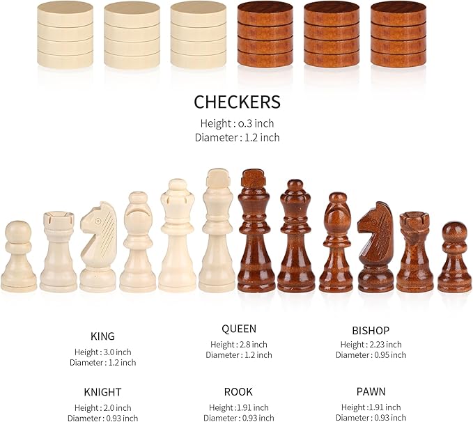 15" Magnetic Chess Set & Checkers Set 2 in 1,Rinten Leather Portable Travel Chess Board Game Sets with Velvet Bag Packaging Beginner Large Chess Set for Kids and Adults
