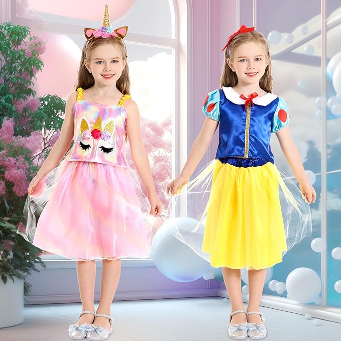 Princess Dress Up for Girls, Role Play Kids Dress up Clothes Gift Set Princess Toys for Little Girls Ages 3-8yrs Toddler Birthday Party